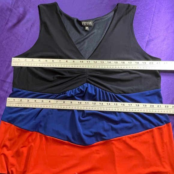 📌Enfocus  Block Stripes Sleeveless Plus Size Maxi Dress - Picture 9 of 14